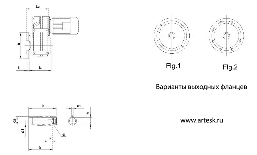 Исполнение с выходным фланцем и полым валом (FAF37..FAF157)